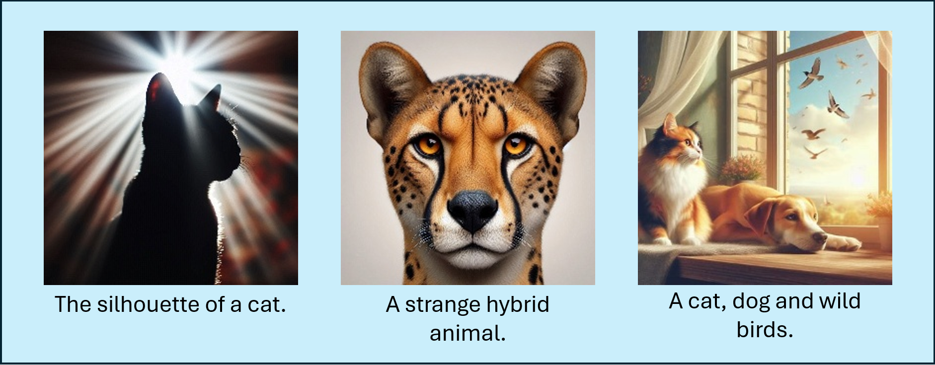 Diagram showing three AI generated images