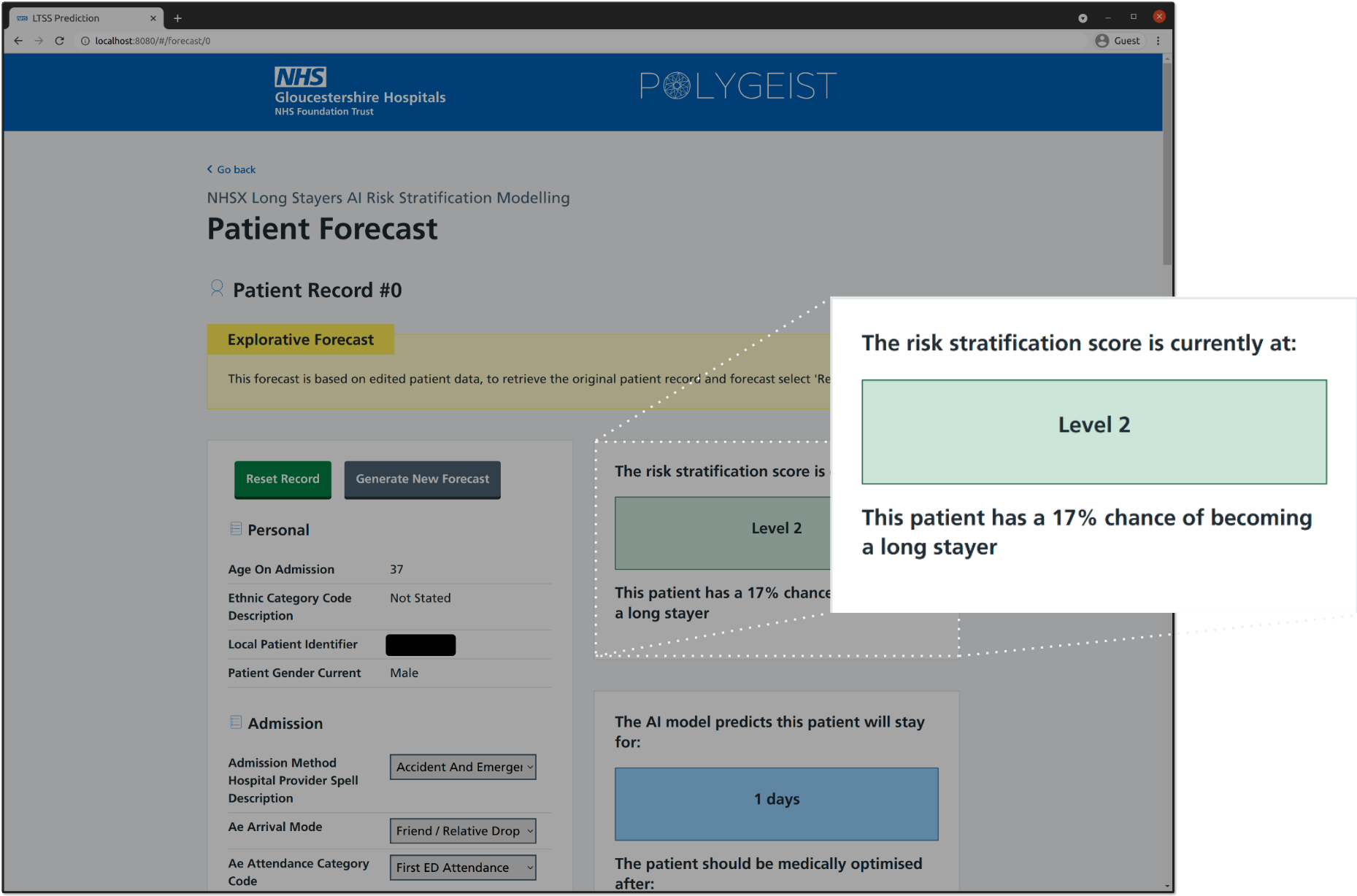 Long Stayer Risk Stratification screenshot