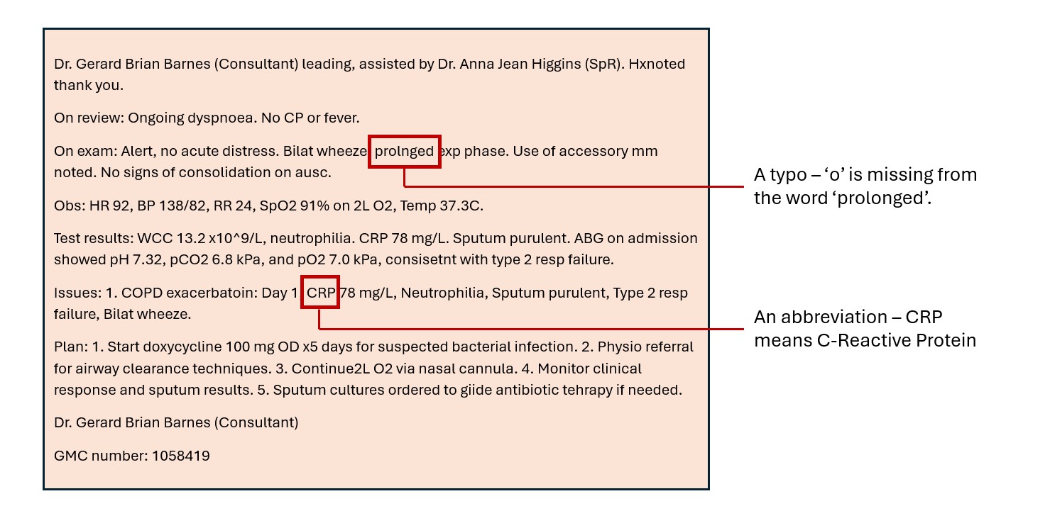 Example Synthetic Clinical Note